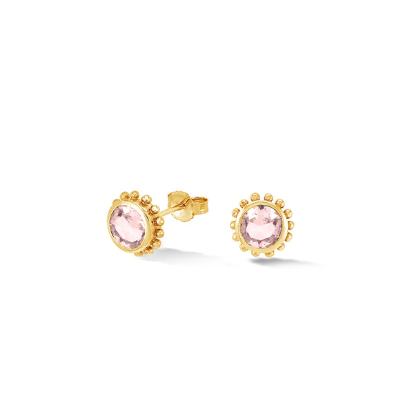 14k Gold Anemone Studs with Morganite
