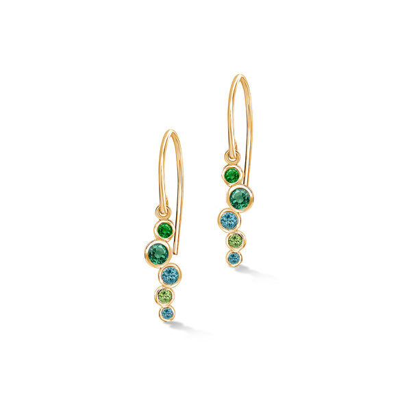 18k Emerald Green Small Cascade Earrings