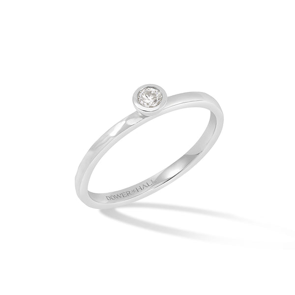 NTR13-14W-DIA-Dower-and-Hall-14k-White-Gold-Hammered-Narrative-Ring-with-3mm-Diamond