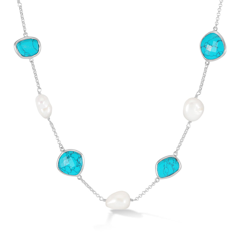     PEBN15-S-TURQ-Dower-and-Hall-Sterling-Silver-Turquoise-Gemstone-and-Baroque-Pearl-Pebble-Necklace-1