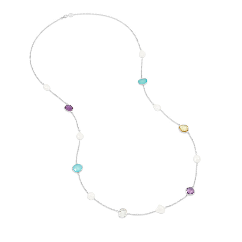     PEBN16-S-CANDY-Dower-and-Hall-Sterling-Silver-Long-Candy-Gemstone-and-Baroque-Pearl-Necklace