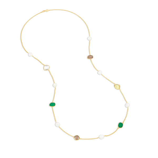 PEBN16-V-GREEN-Dower-and-Hall-Yellow-Gold-Vermeil-Long-Green-Gemstone-and-Baroque-Pearl-Necklace