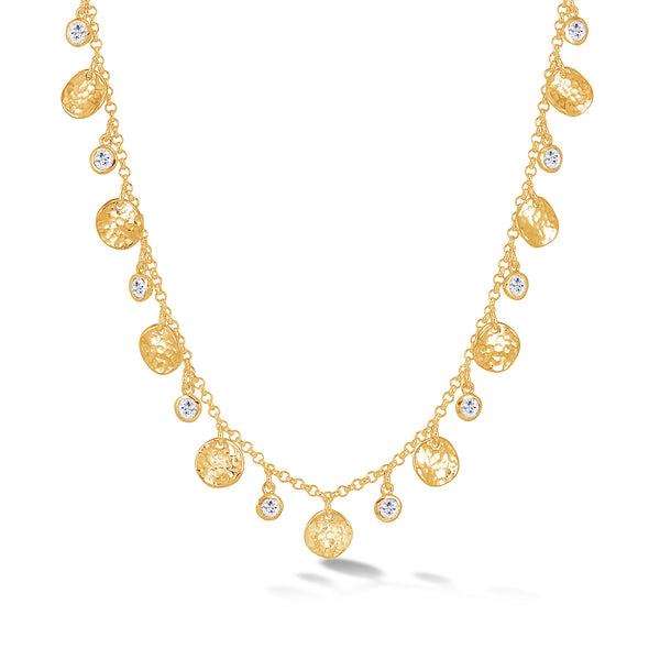 TWN41-V-WSAPP-Dower-and-Hall-Yellow-Gold-Vermeil-Hammered-Disc-and-White-Sapphire-Array-Necklace