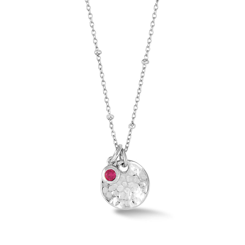     TWP20-S-RUBY-Dower-and-Hall-Sterling-Silver-Hammered-Disc-and-Ruby-Array-Necklace