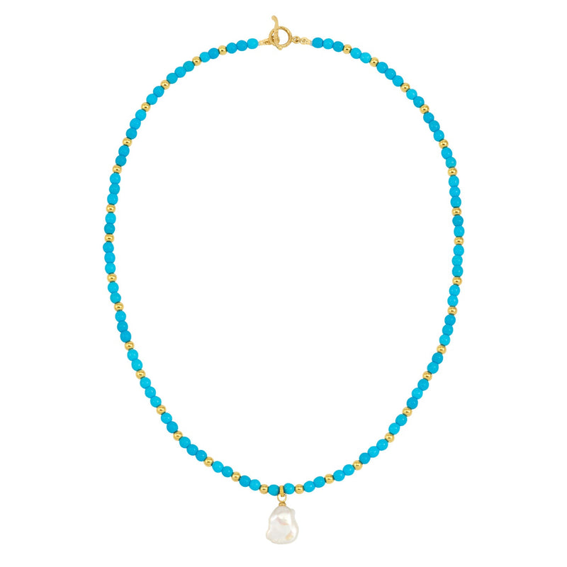Men's Turquoise & Keshi Pearl Necklace