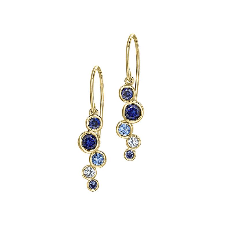 18k Sapphire & Aquamarine Large Cascade Earrings