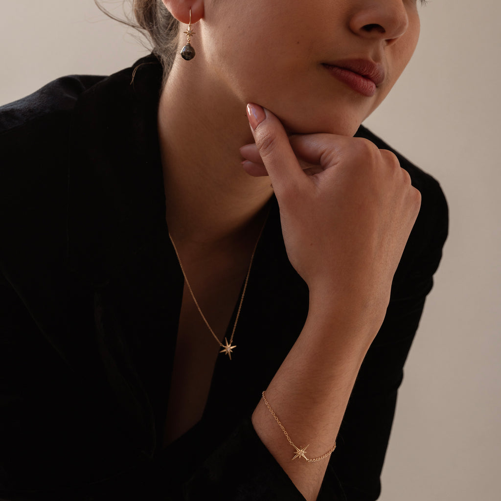 Diamond North Star With Satellite Chain in 14K Gold