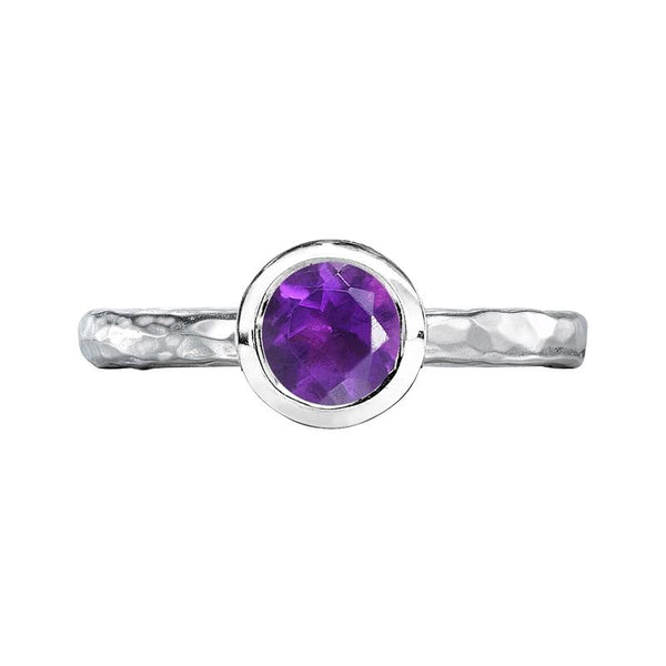 Dower-And-Hall-Stirling-Silver-6mm-Amethyst-Hammered-Twinkle-Ring