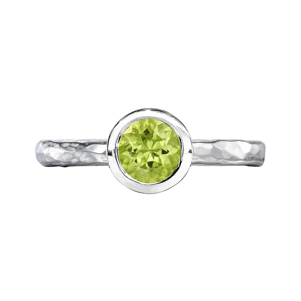 6mm Peridot Hammered Twinkle Ring