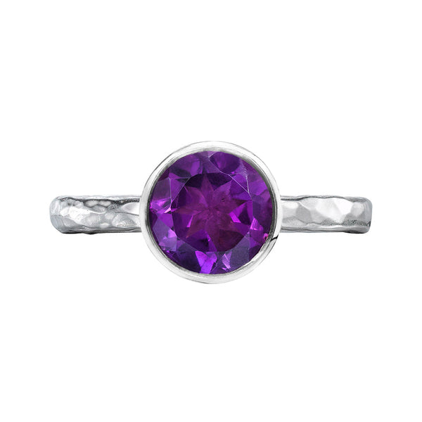 8mm Amethyst Hammered Twinkle Ring
