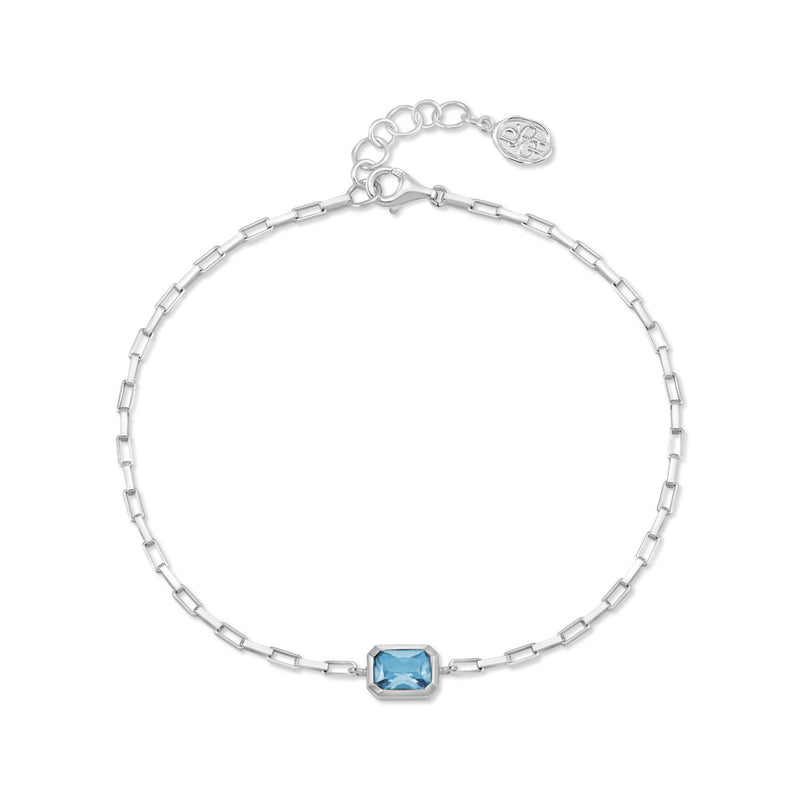 Men's Blue Topaz Octagon Humbug Paperclip Bracelet