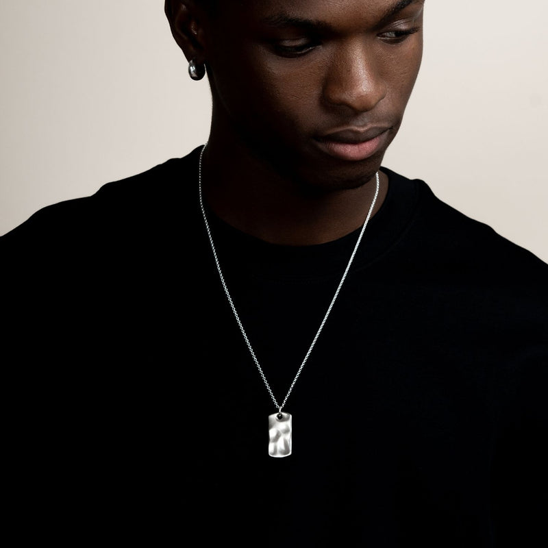 Men's Engravable Waterfall ID Tag Pendant