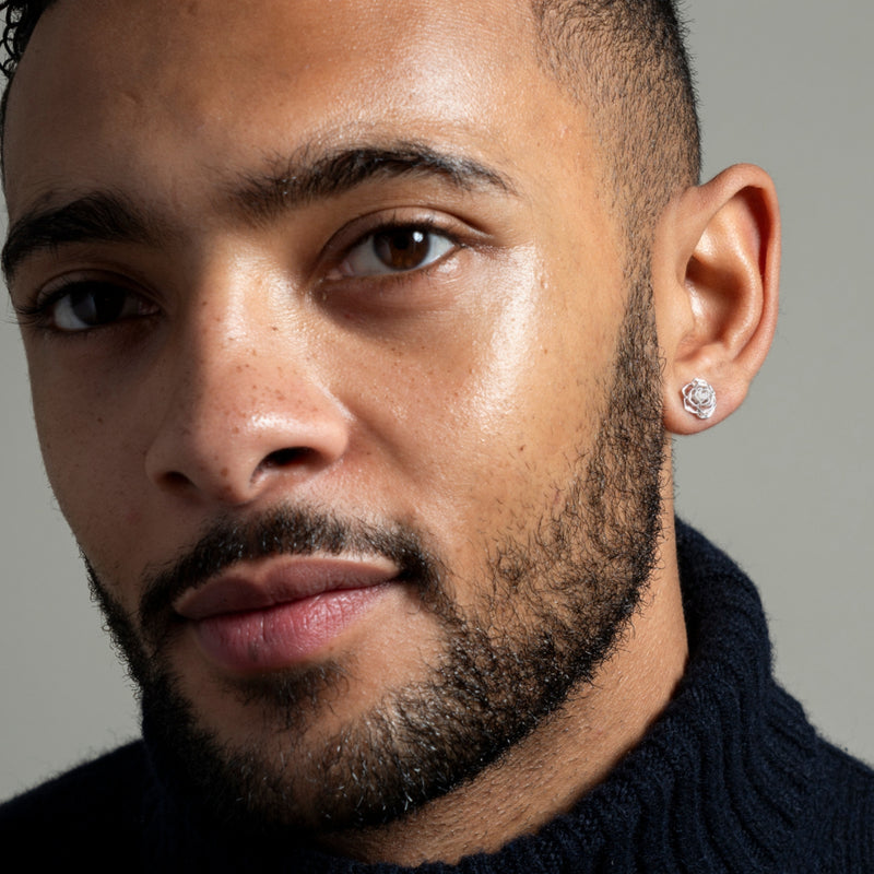 Men's Single 10mm Wild Rose Flower Stud