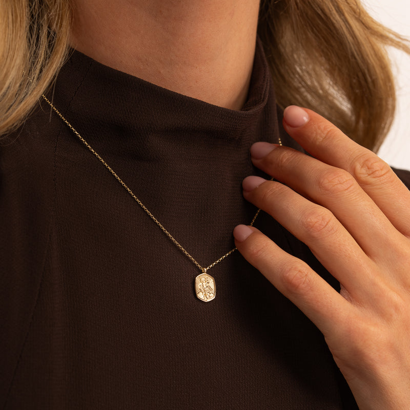 9k Gold St. Christopher Tiny Talisman Necklace