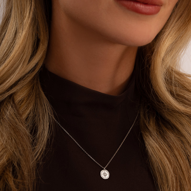 9k Gold Diamond True North Tiny Talisman Necklace