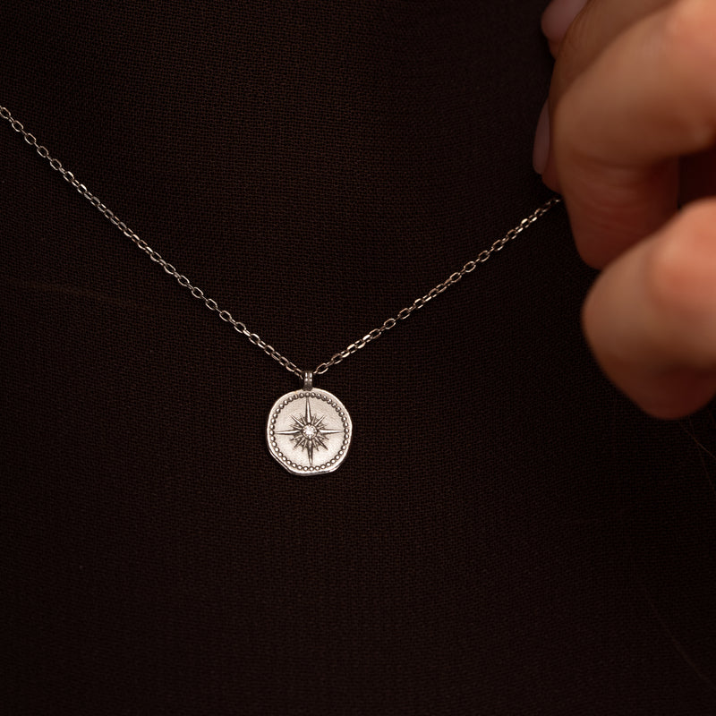 9k Gold Diamond True North Tiny Talisman Necklace