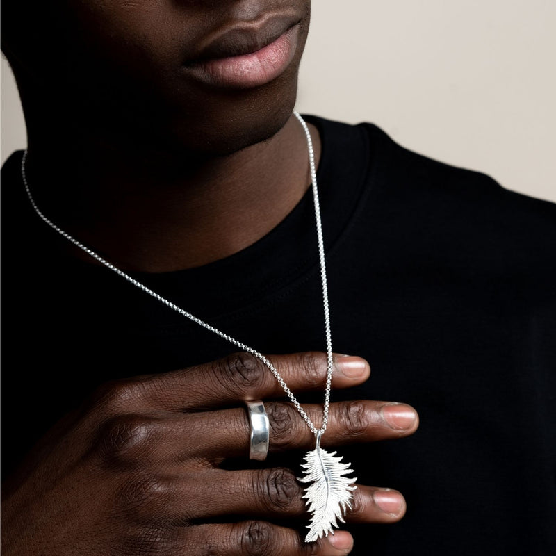 Men's Large Feather Pendant