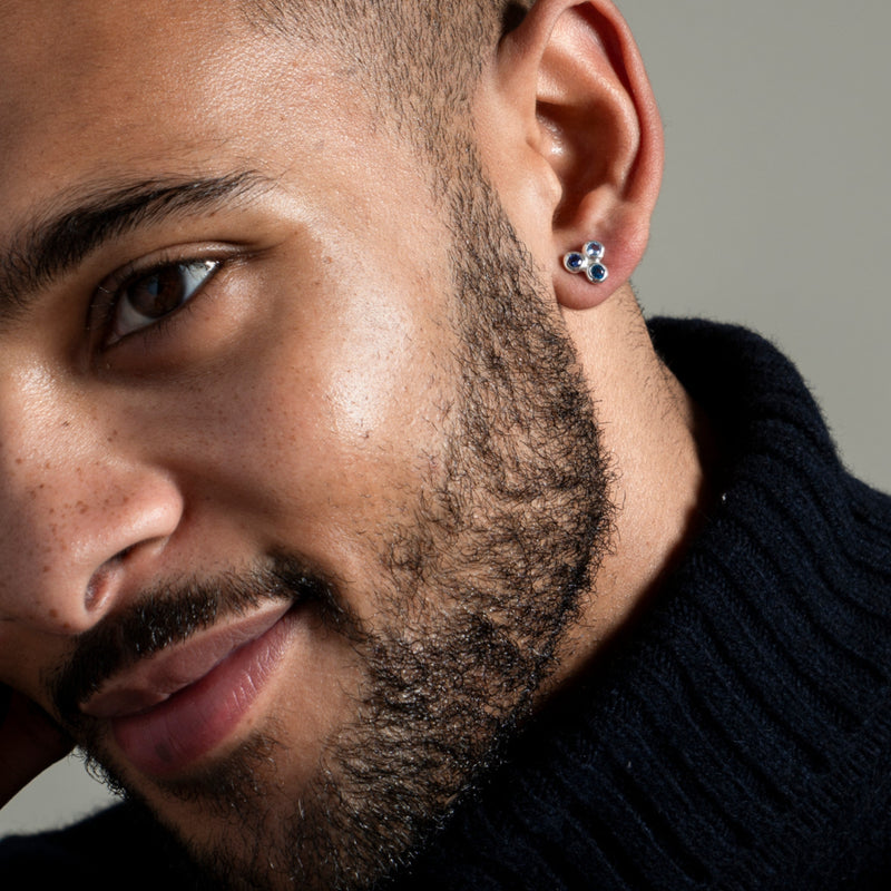 Men's Single 'Blues' Array Trio Stud