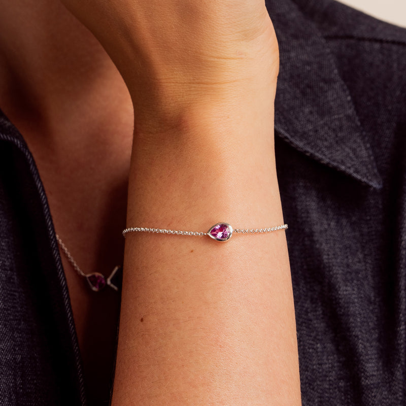 Pink Quartz Pear Chain Bracelet