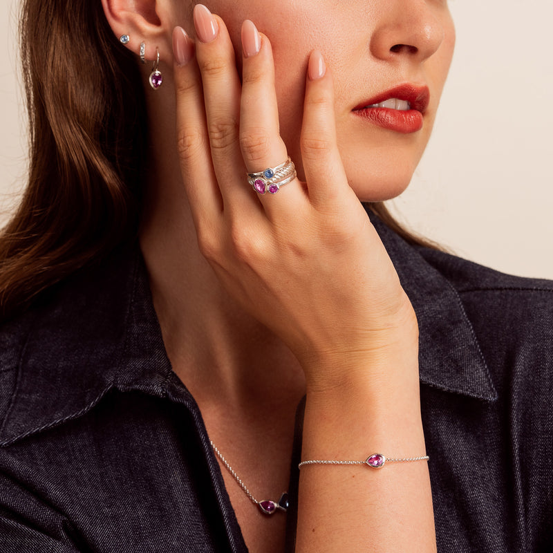 Pink Quartz Pear Chain Bracelet