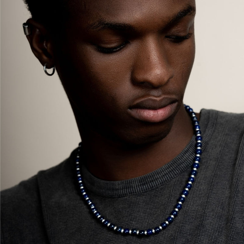 Men's Lapis Lazuli Halo Necklace