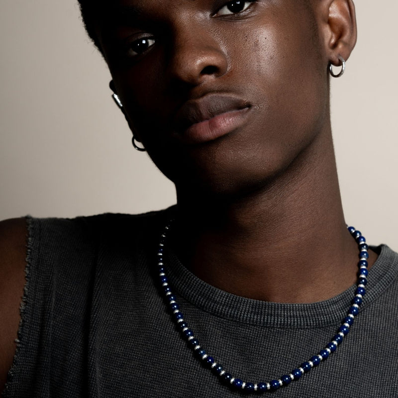 Men's Lapis Lazuli Halo Necklace