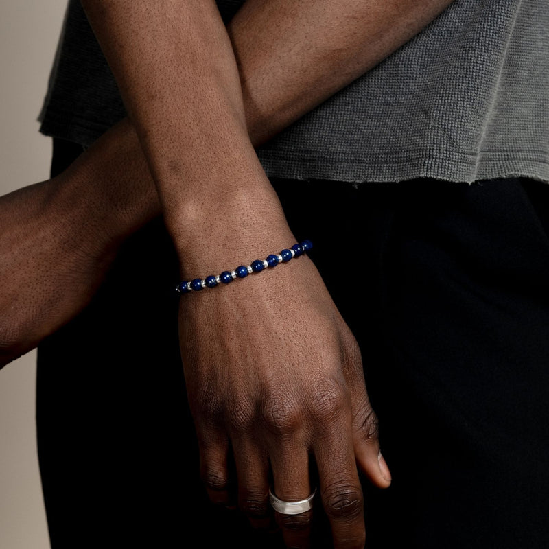 Men's Lapis Lazuli Halo Bracelet