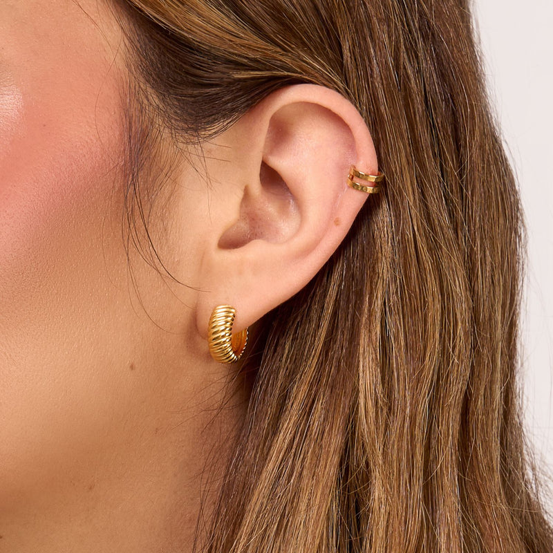 Wide Twist Huggie Hoops