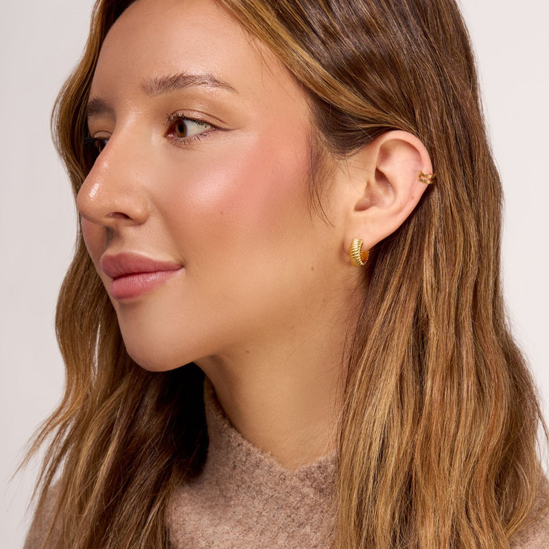 Wide Twist Huggie Hoops