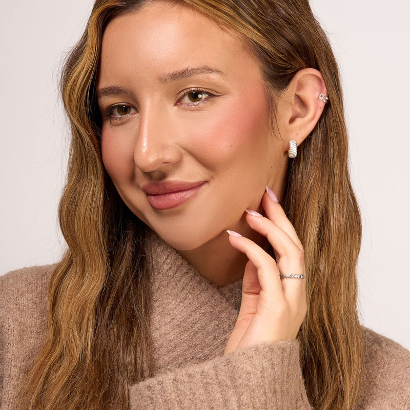 Wide Twist Huggie Hoops