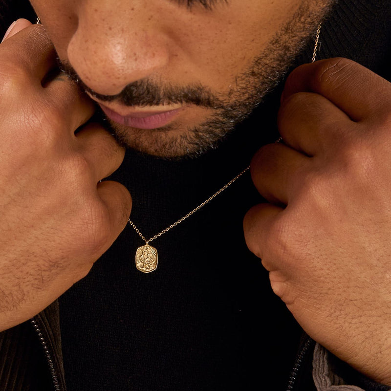 Men's 9k Gold St. Christopher Tiny Talisman Necklace