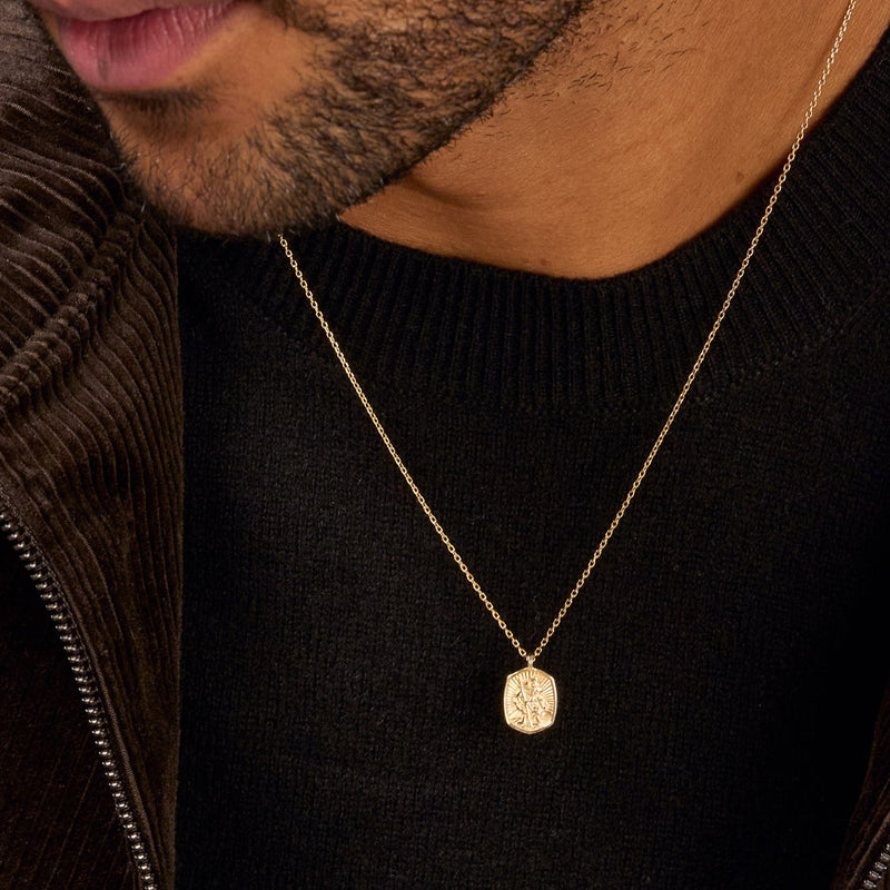 Men's 9k Gold St. Christopher Tiny Talisman Necklace