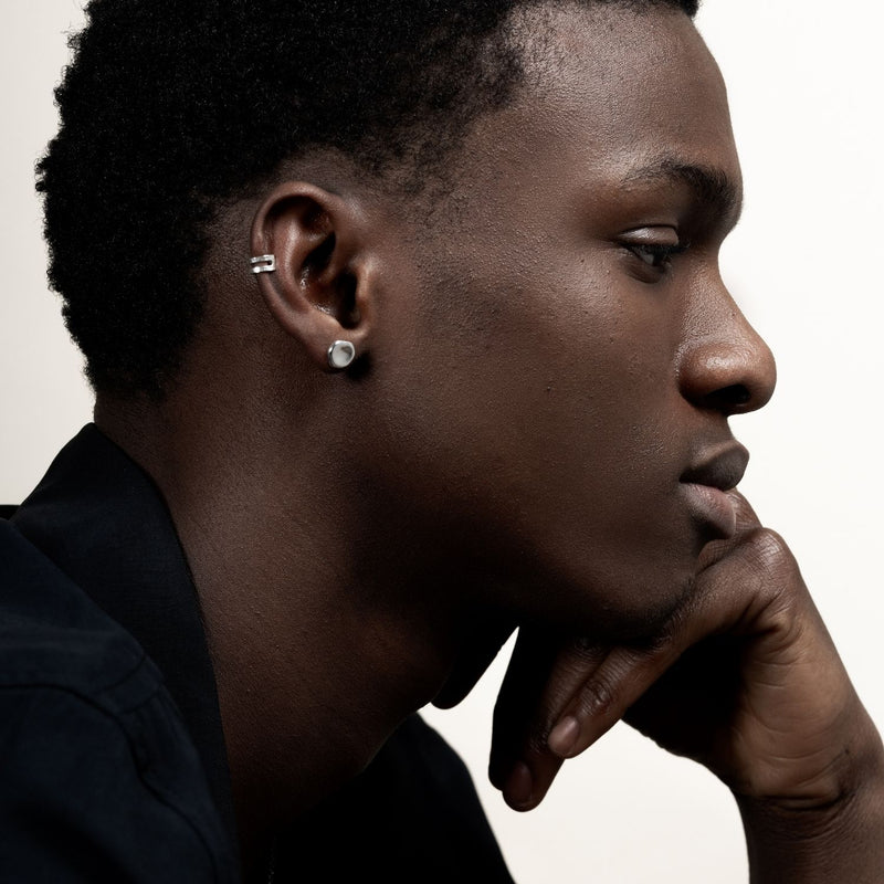 Men's Single Dimple Pebble Stud