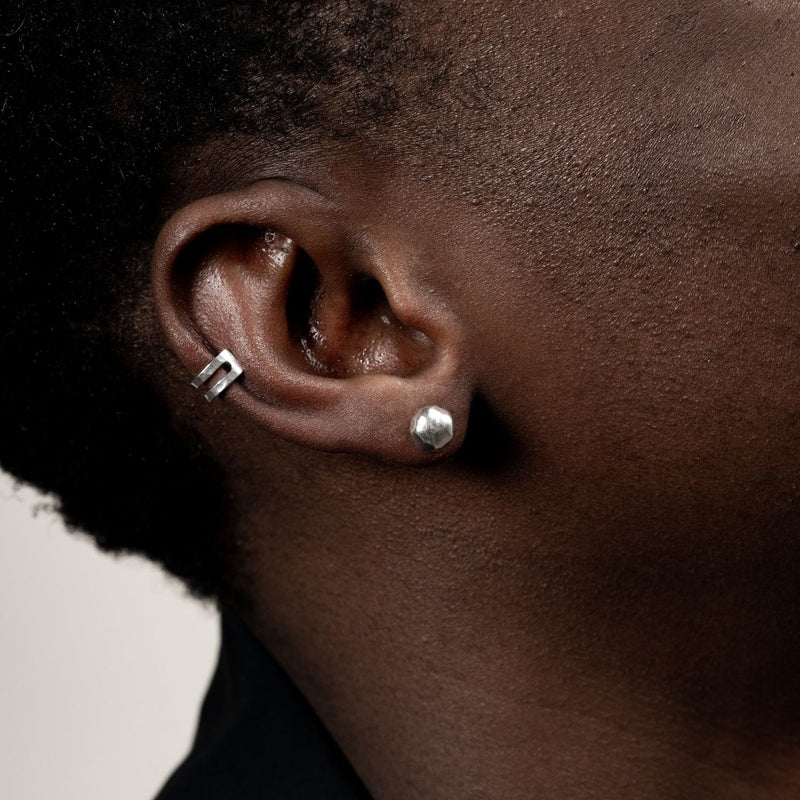 Men's Medium Single Signature Nugget Stud