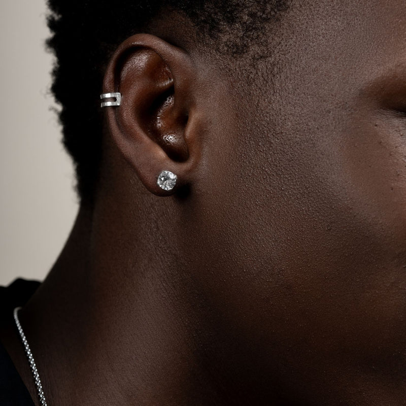Men's Single 6mm White Topaz Stud