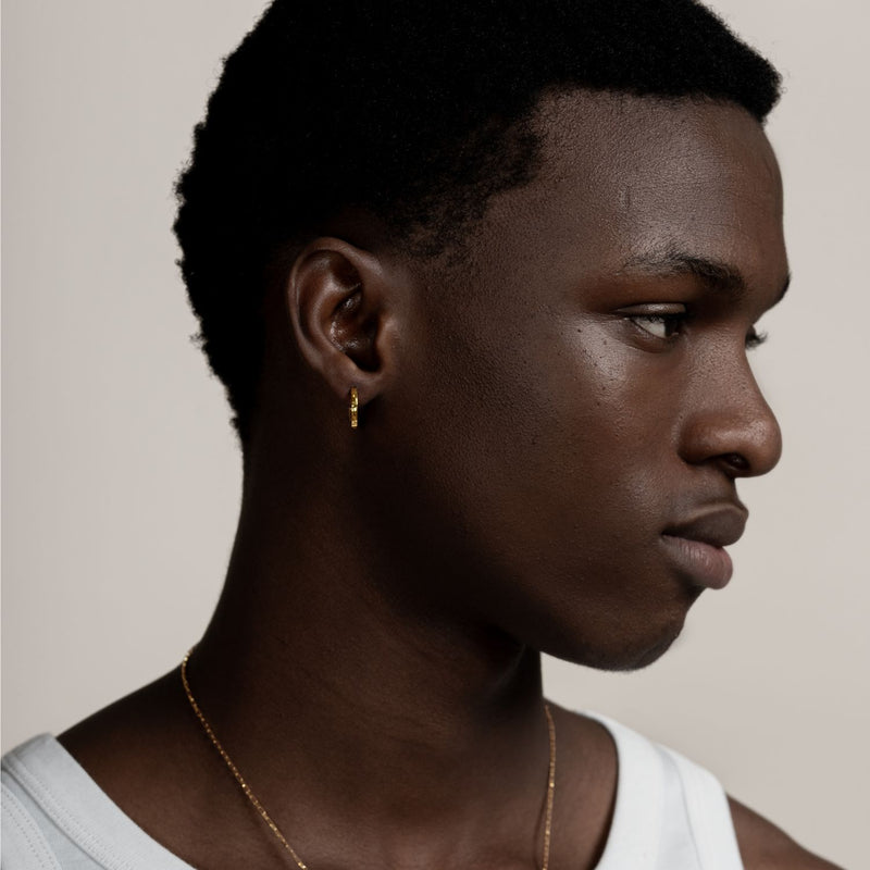 Men's Medium Hammered Nomad Huggie Hoops