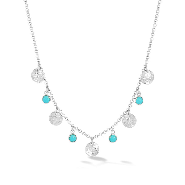 AZN21-S-TURQ-Dower-and-Hall-Sterling-Silver-Turquoise-Hammered-Disc-Collar-Necklace