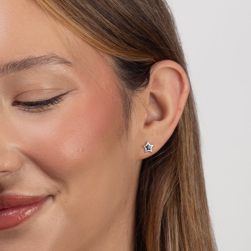 Midnight Blue Enamel Star Bracelet & Earring Set