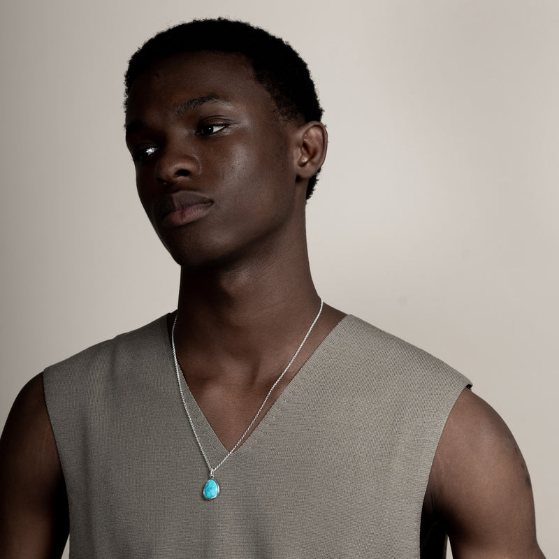 Men's Turquoise Pebble Pendant