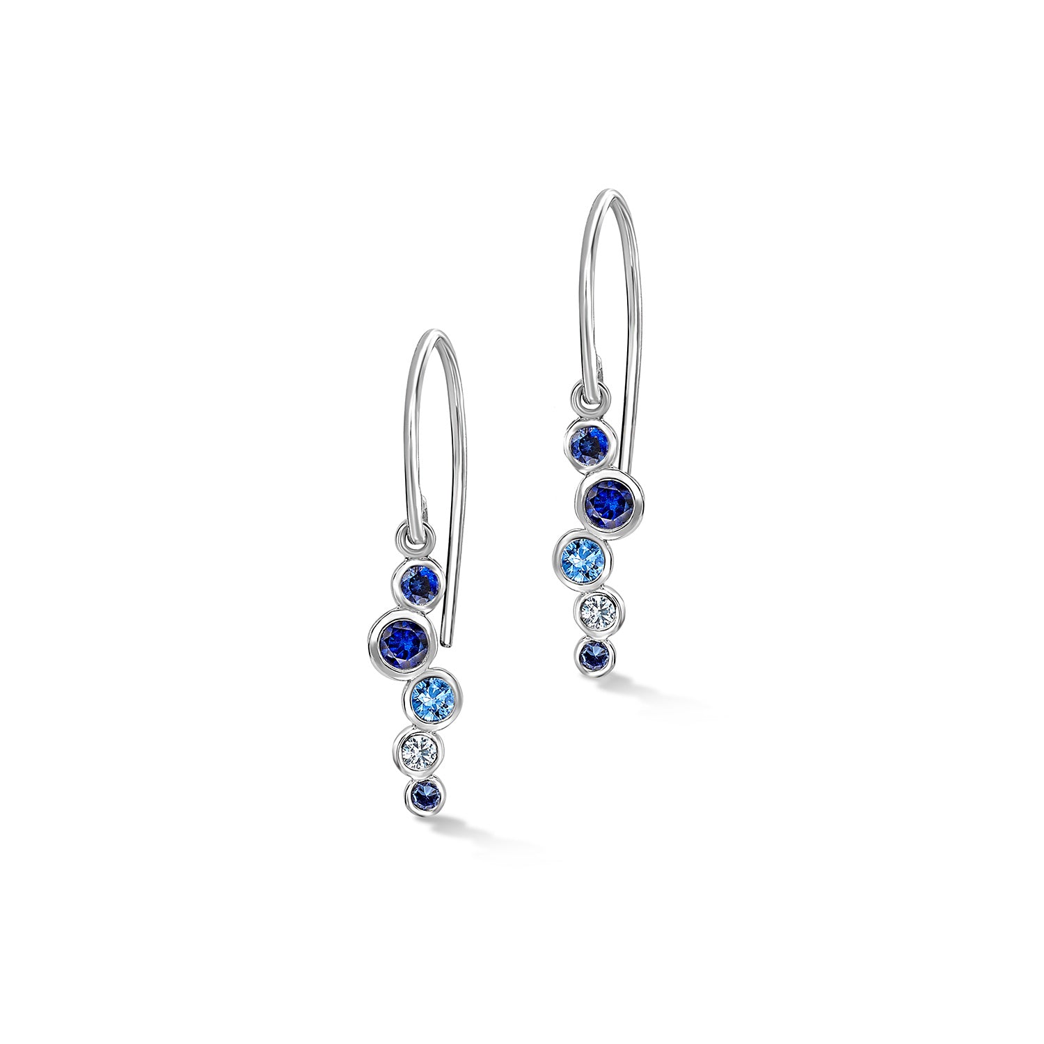 18k Gold Blue Sapphire & Aquamarine Cascade Earrings by Dower & Hall