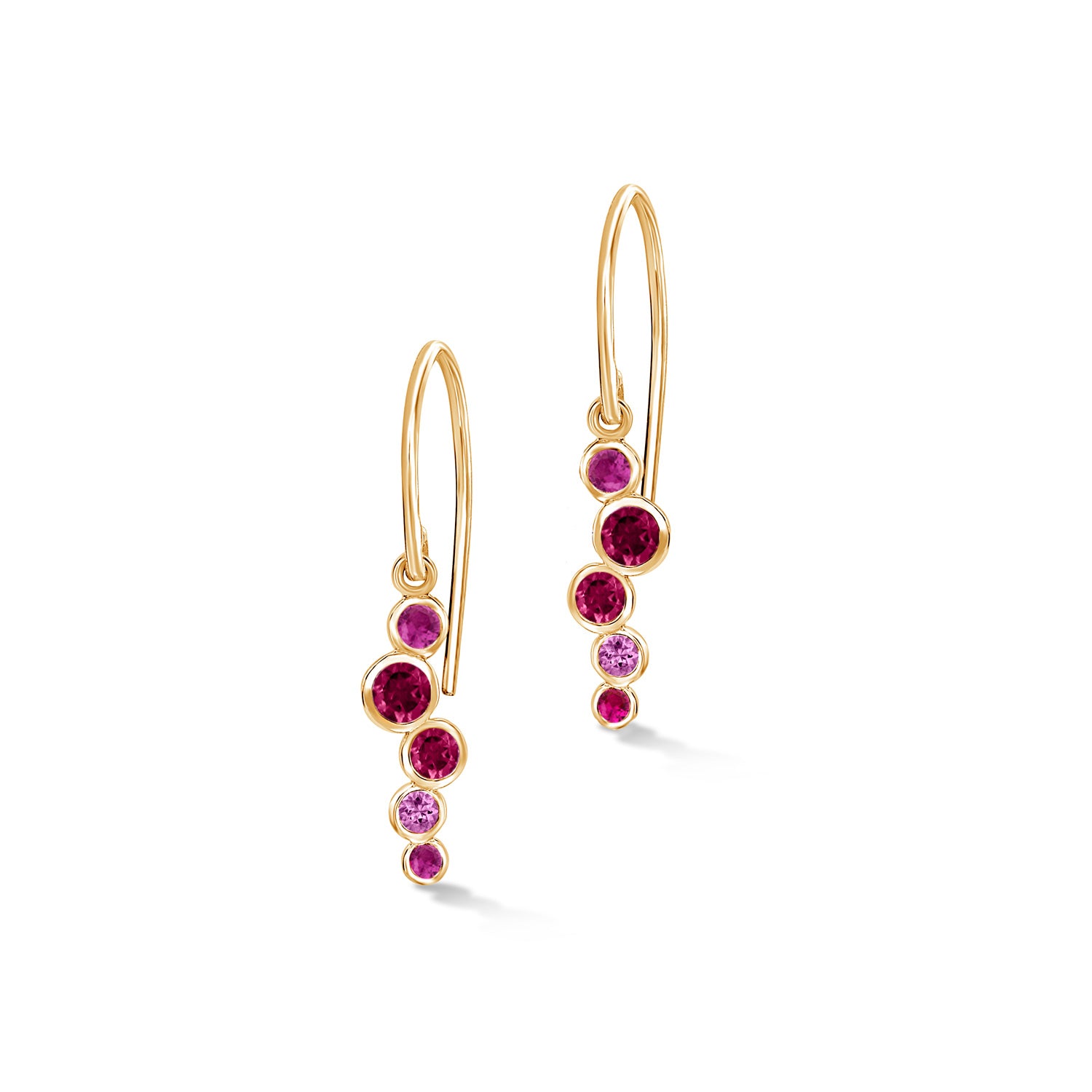 18k Gold Small Cascade Sapphire & Ruby Earrings