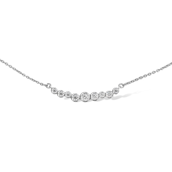 18k Gold & Diamond Small Cascade Bar Necklace