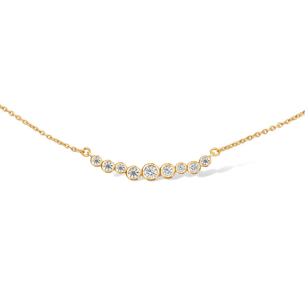 18k Gold & Diamond Small Cascade Bar Necklace