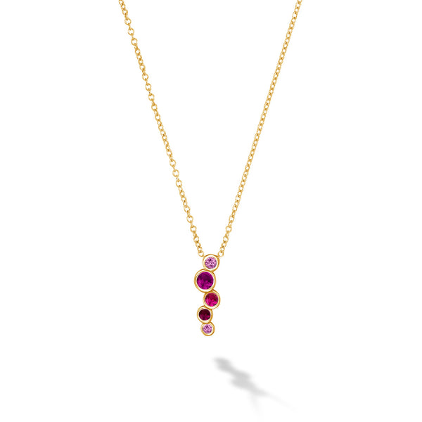 18k Pink Sapphire & Ruby Small Cascade Pendant