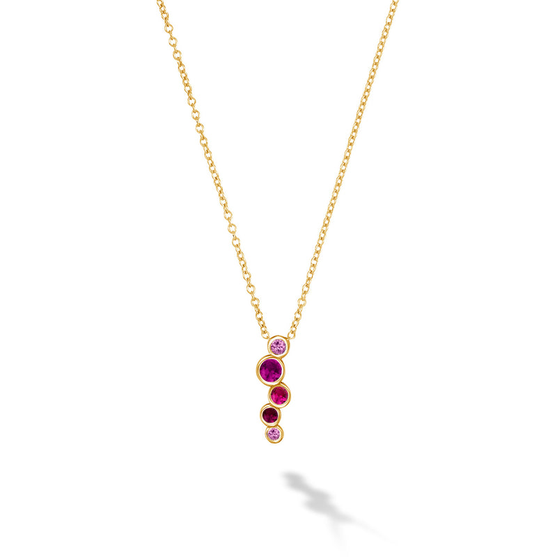 18k Pink Sapphire & Ruby Small Cascade Pendant