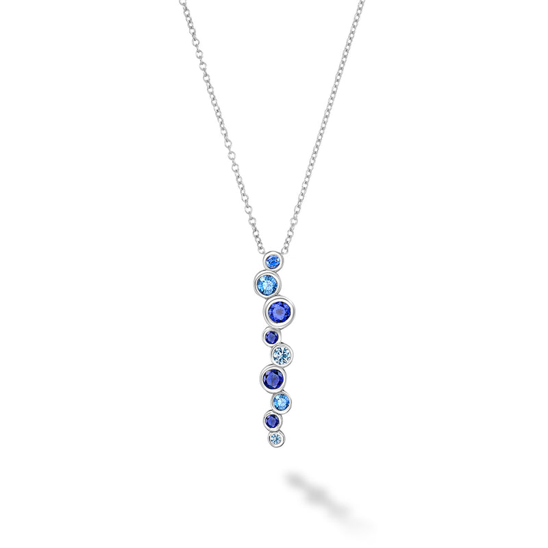 18k Sapphire & Aquamarine Long Cascade Pendant