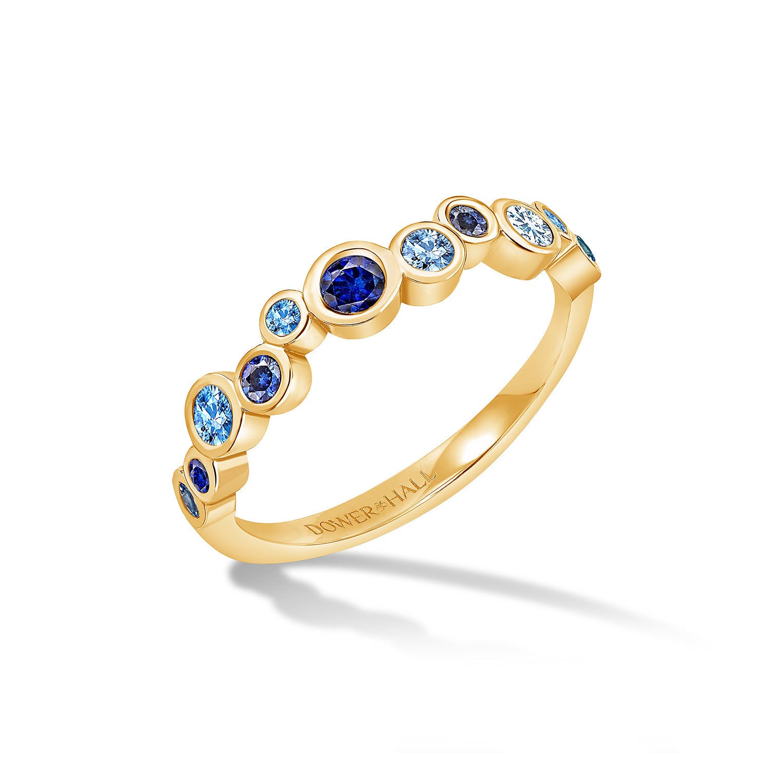Dower & Hall 18k Gold Sapphire & Aquamarine Cascade Ring
