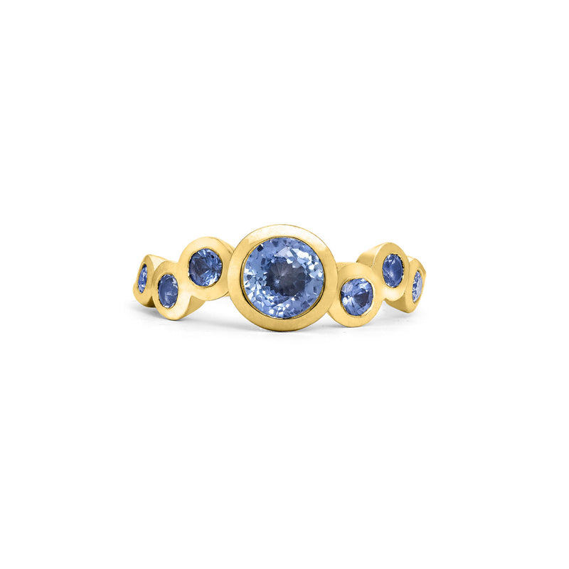 18k Gold & Sapphire Dotty Wave Ring - 1.50CT
