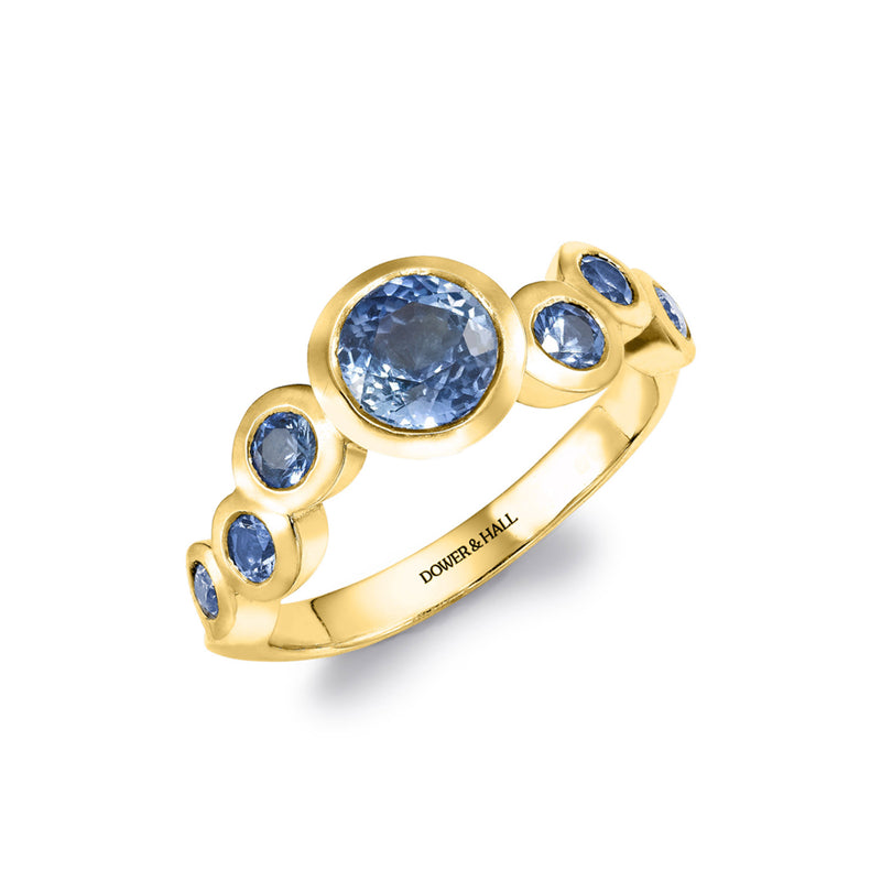 18k Gold & Sapphire Dotty Wave Ring - 1.50CT