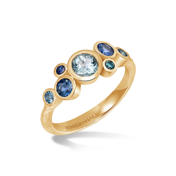 DDR47-18Y-BLUES-Dower-and-Hall-18k-Yellow-Gold-Sapphire-and-Aquamarine-Cascade-Cluster-Ring